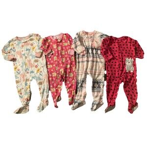 Girls 9-12 Month Fleece Zip Footed Sleepers